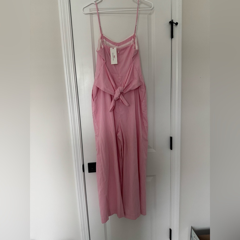 Vineyard Vines Bow Waist Jumpsuit Striped Spaghetti Strap Sweetheart Neck Size 8 - Picture 3 of 5